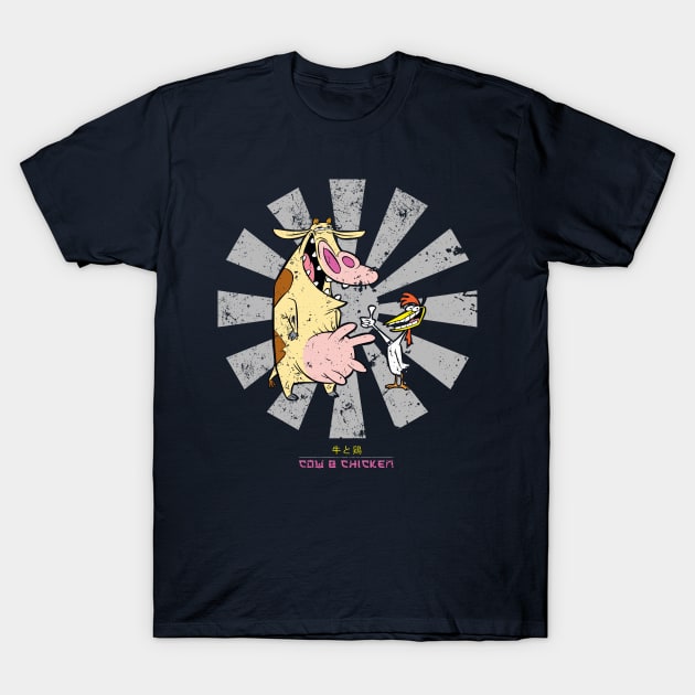 Cow And Chicken Retro Japanese T-Shirt by Nova5